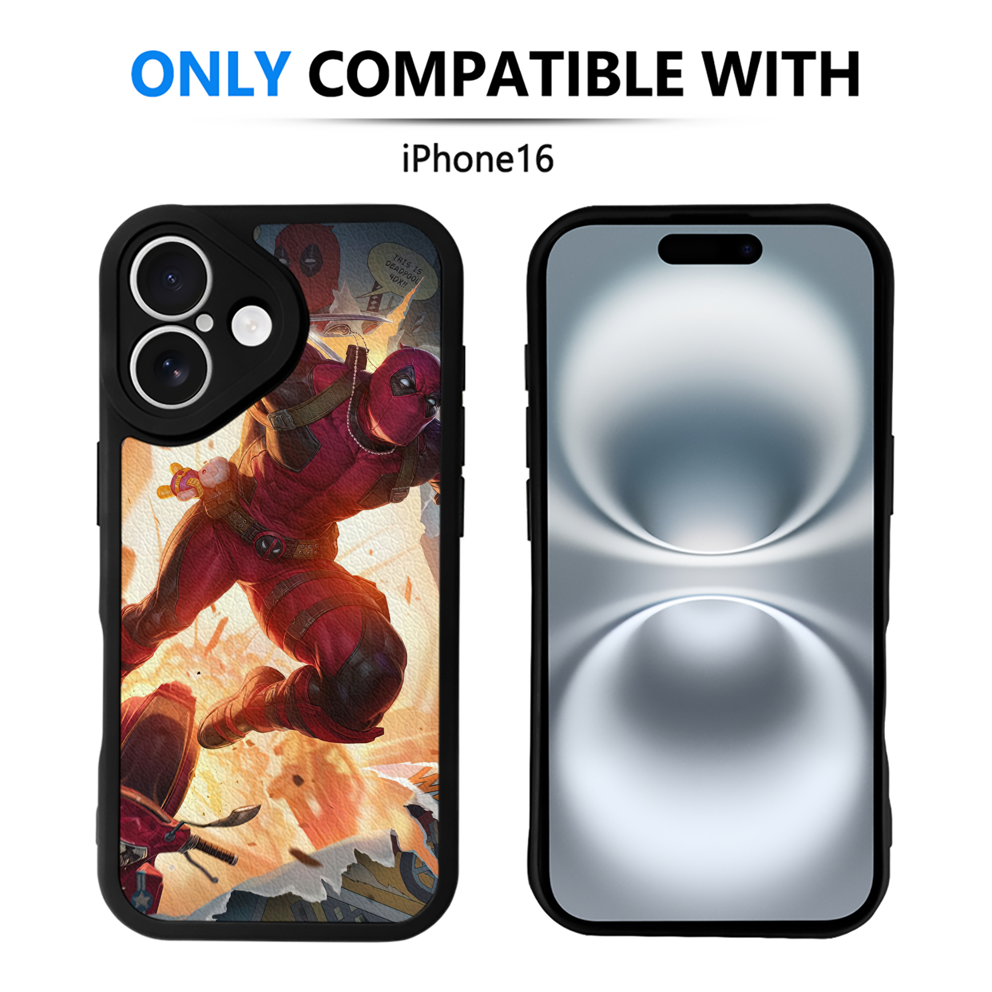 （画像用） Deadpool デッドプール 【iPhone 16シリーズ対応】シリコンスマホケース（レザー調） 材質：シリコン